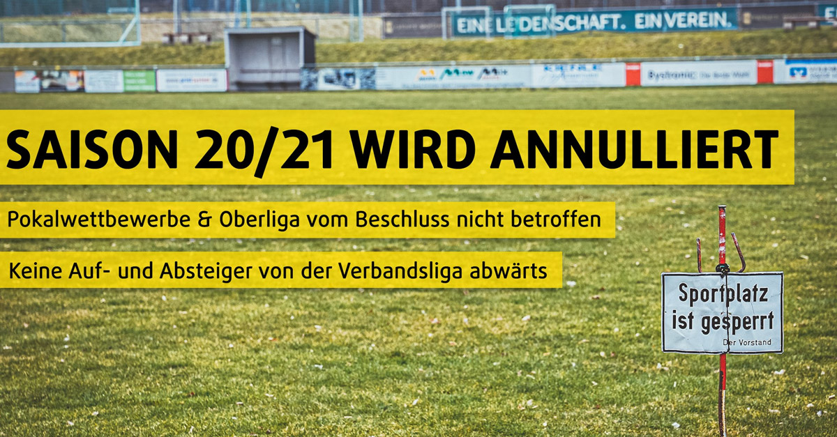 Verbandsvorstand beschließt Annullierung der Saison 2020/2021